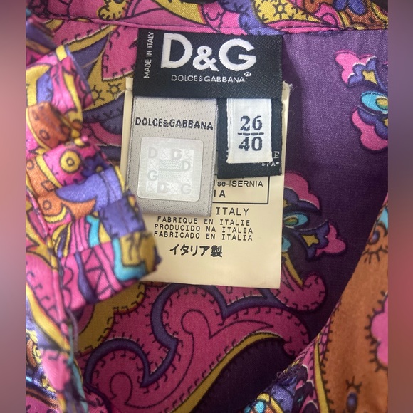 Dolce And Gabbana 100% Silk Button Up Paisley Blouse Size 26/40 - Picture 7 of 13
